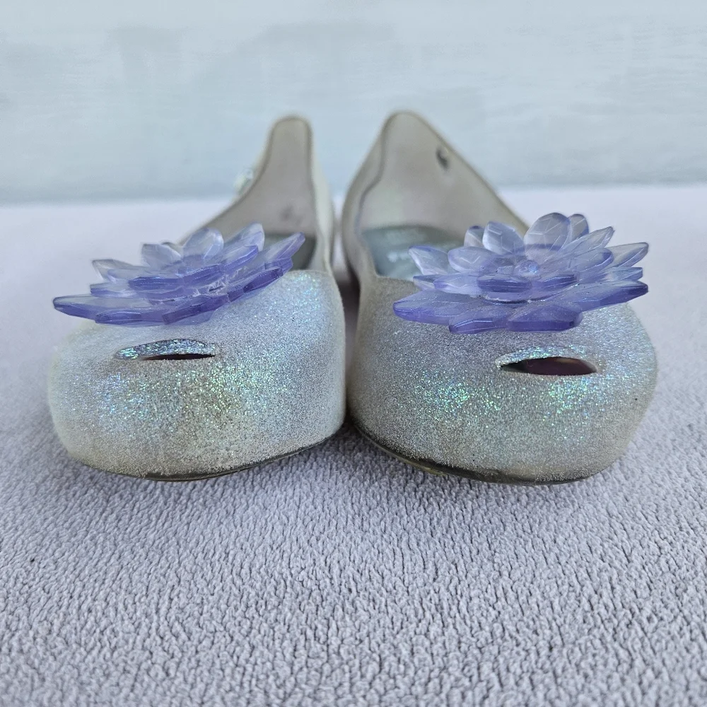 Mini Melissa Mel Ultragirl Frozen Anna Elsa Glitter Flats Shoes SZ 12 Disney